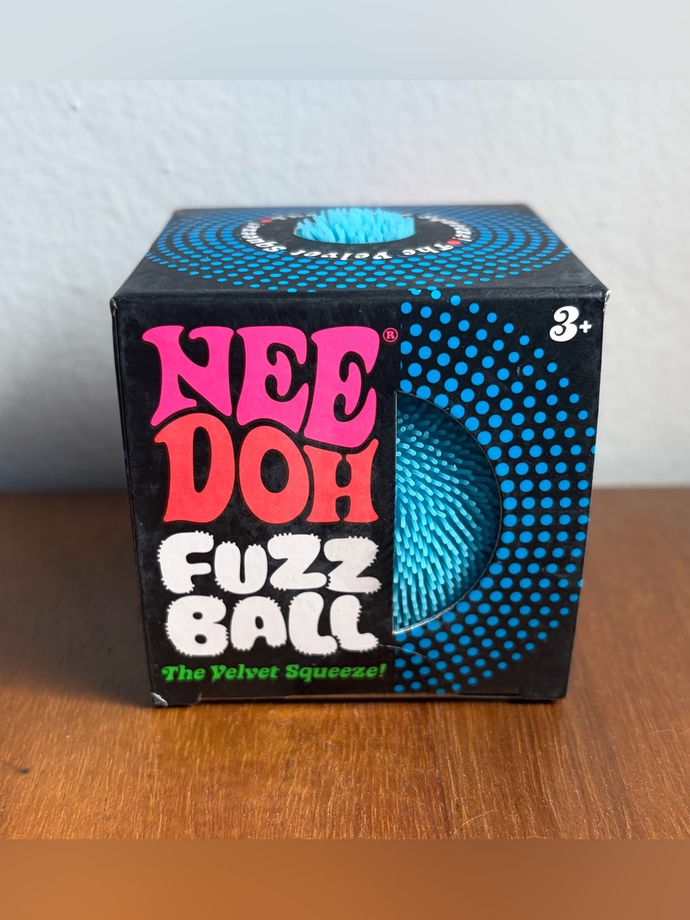 Needoh Blue Fuzz Ball Squishy Velvet Squeeze FuzzBall NEW IN BOX SEALED